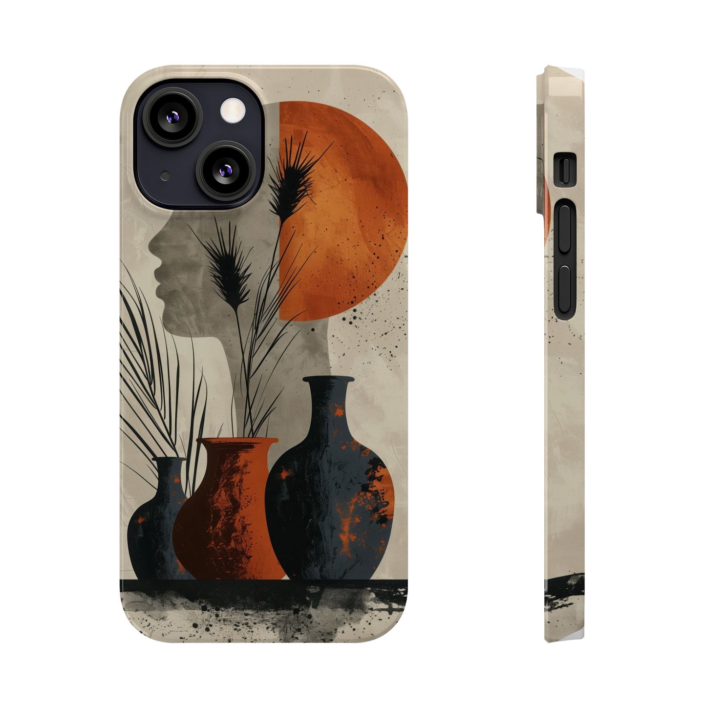Artistic Slim Phone Case with Vintage Vase Design