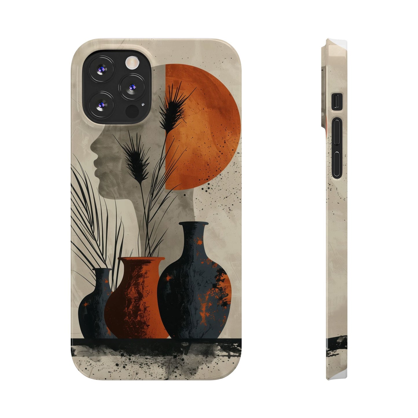 Artistic Slim Phone Case with Vintage Vase Design