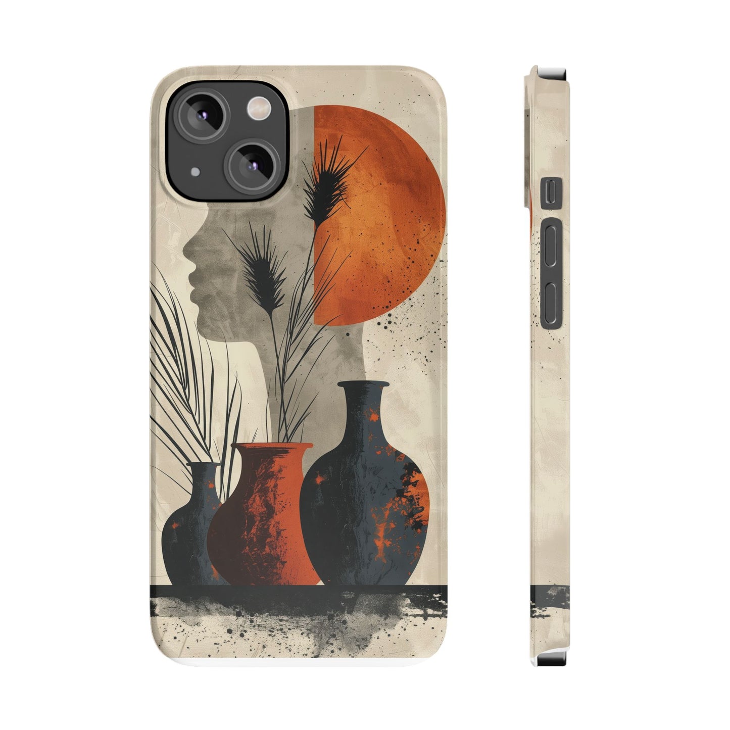 Artistic Slim Phone Case with Vintage Vase Design