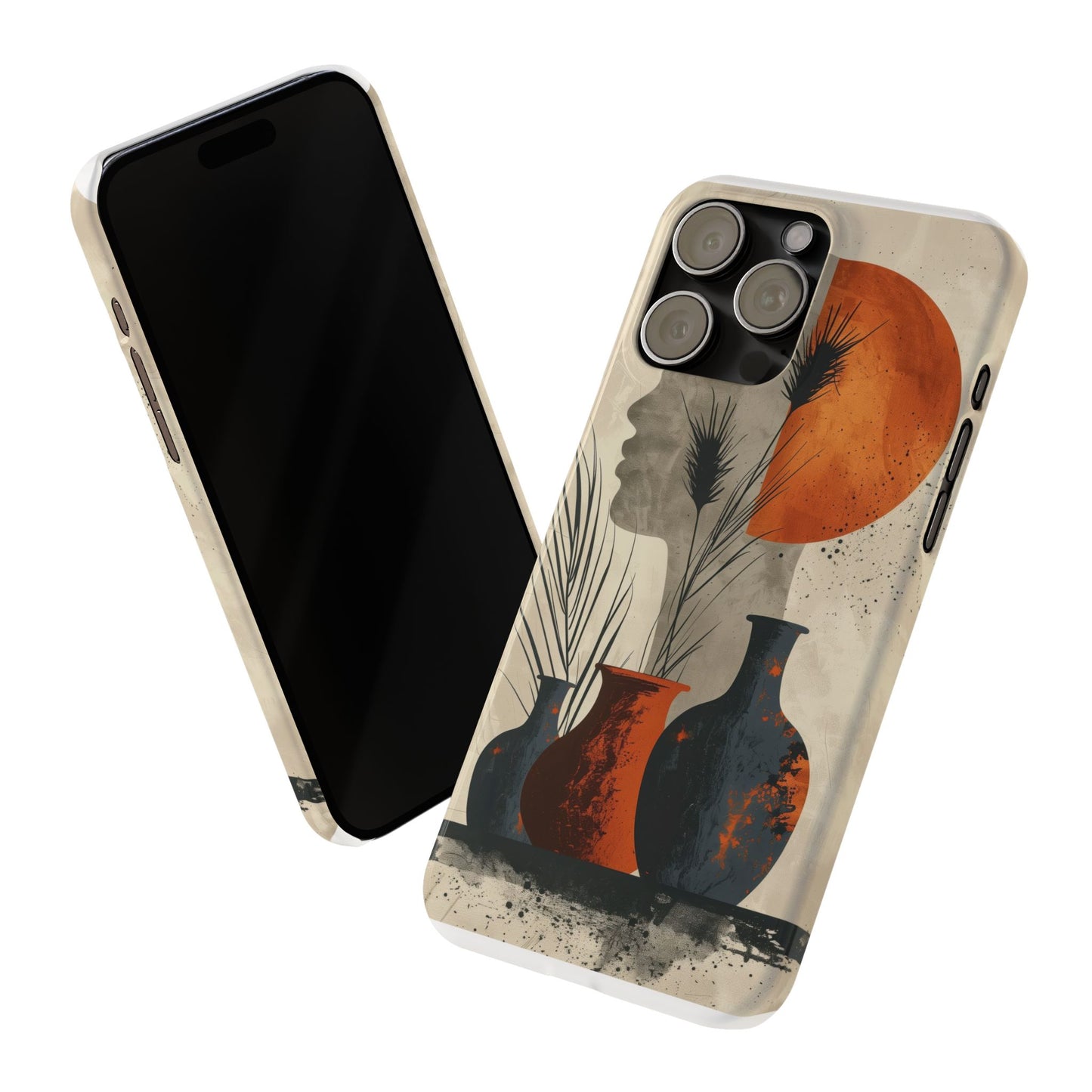 Artistic Slim Phone Case with Vintage Vase Design