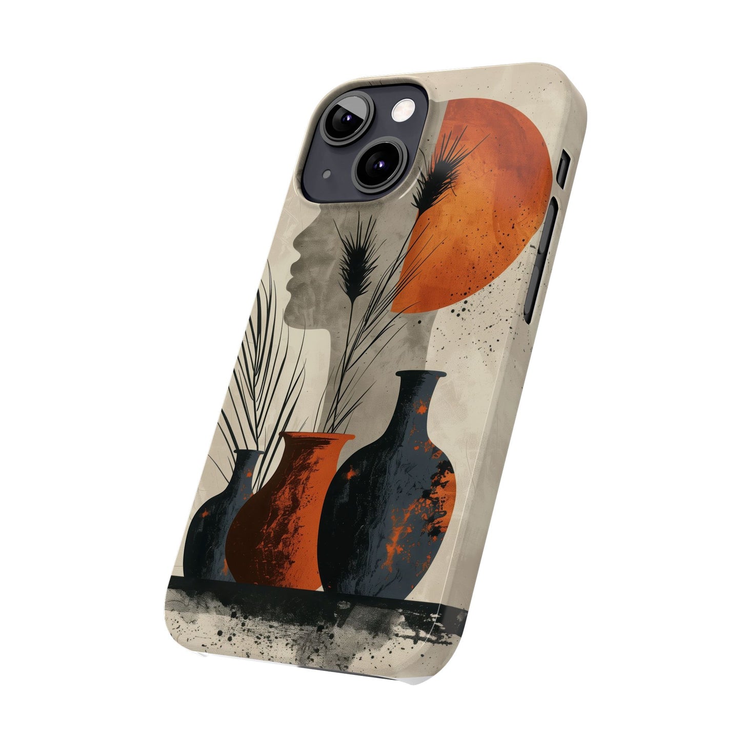 Artistic Slim Phone Case with Vintage Vase Design