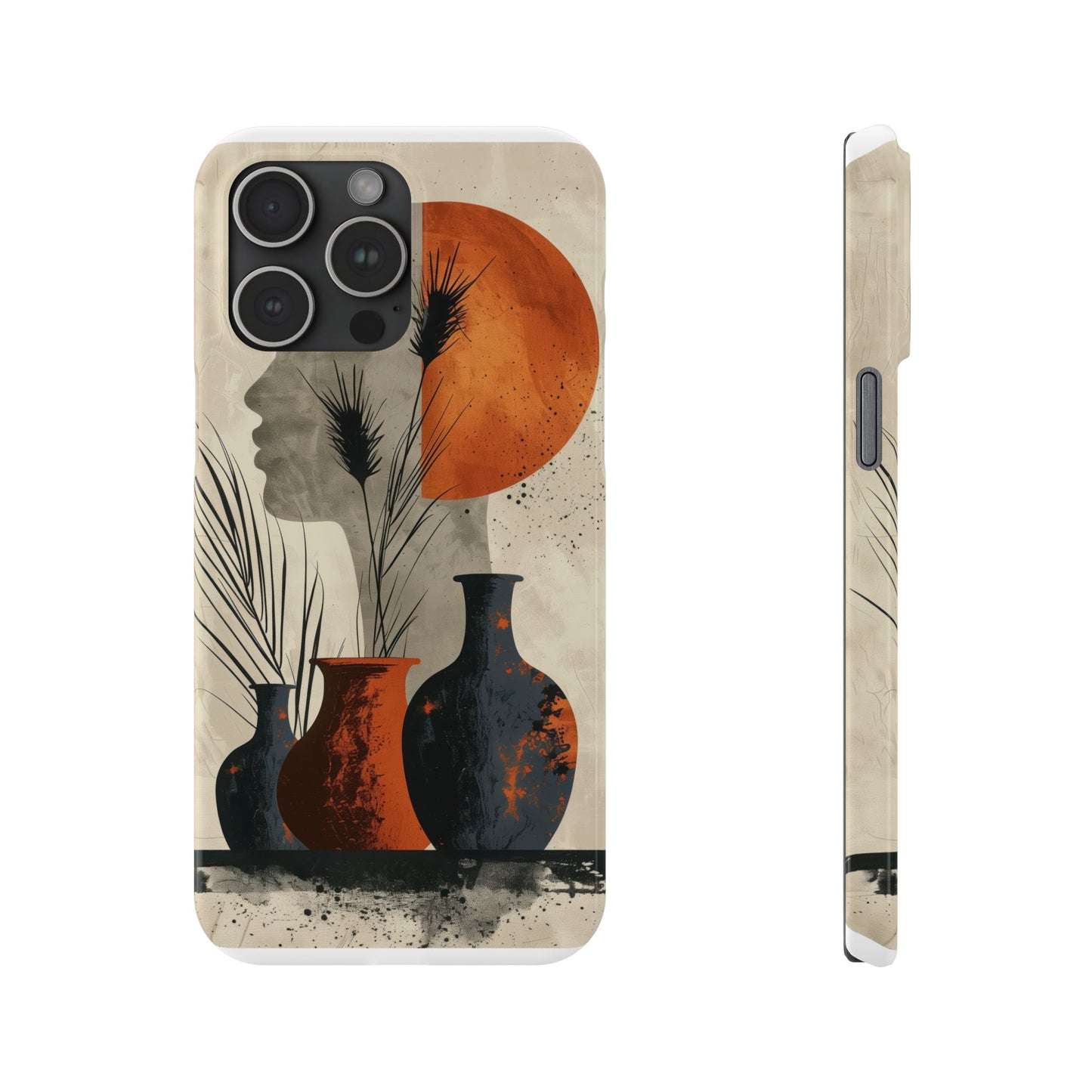 Artistic Slim Phone Case with Vintage Vase Design