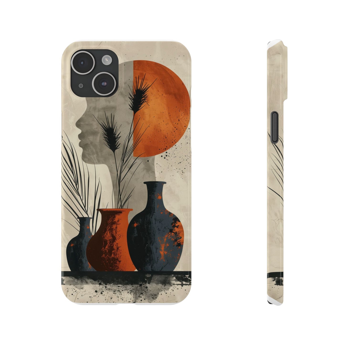 Artistic Slim Phone Case with Vintage Vase Design