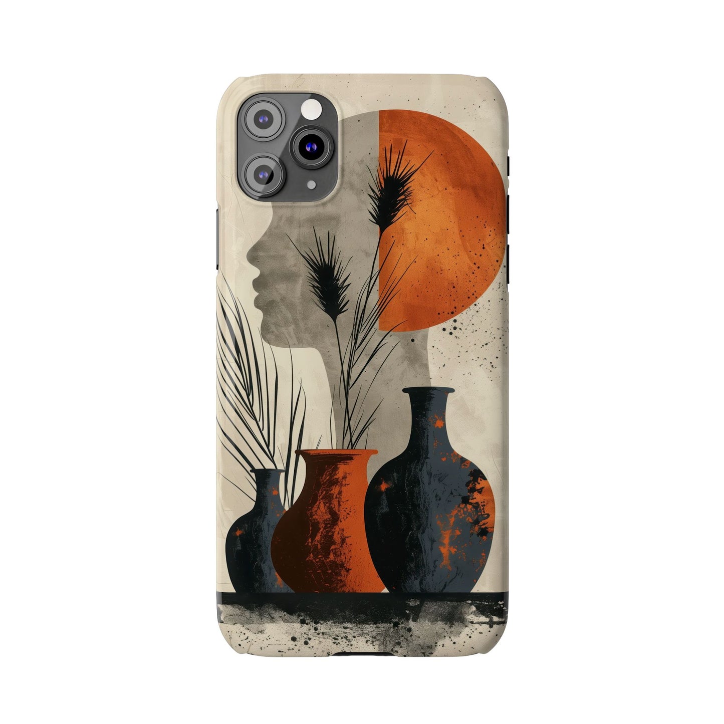 Artistic Slim Phone Case with Vintage Vase Design