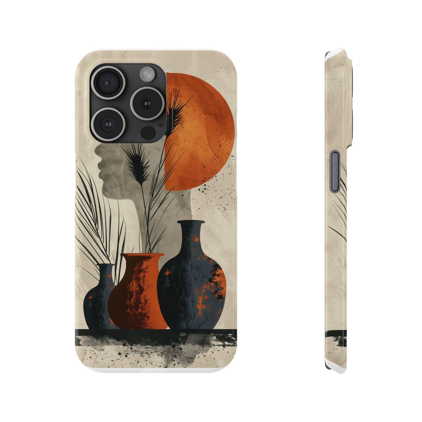 Artistic Slim Phone Case with Vintage Vase Design