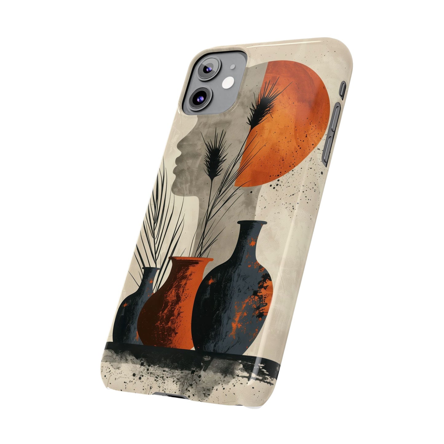 Artistic Slim Phone Case with Vintage Vase Design
