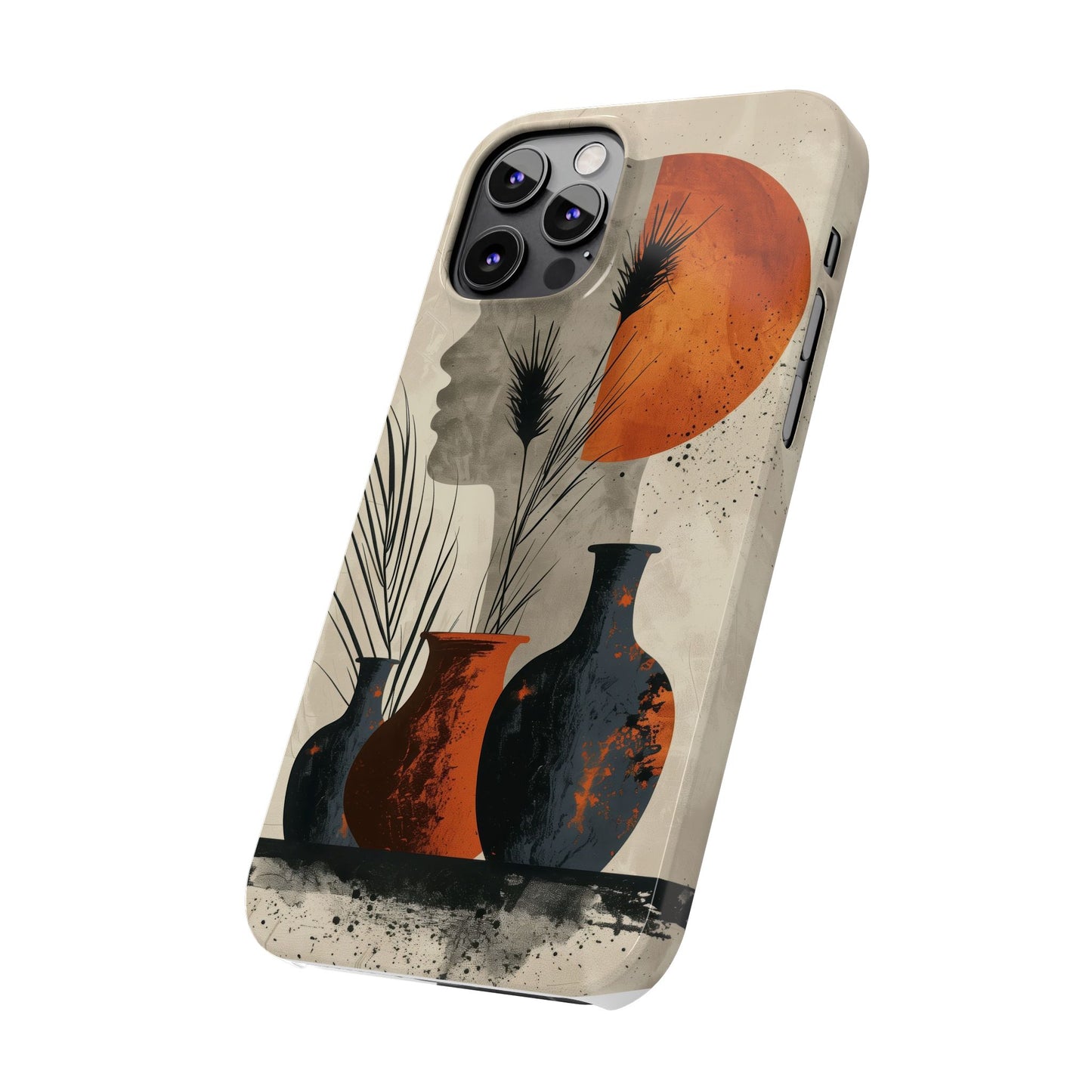 Artistic Slim Phone Case with Vintage Vase Design