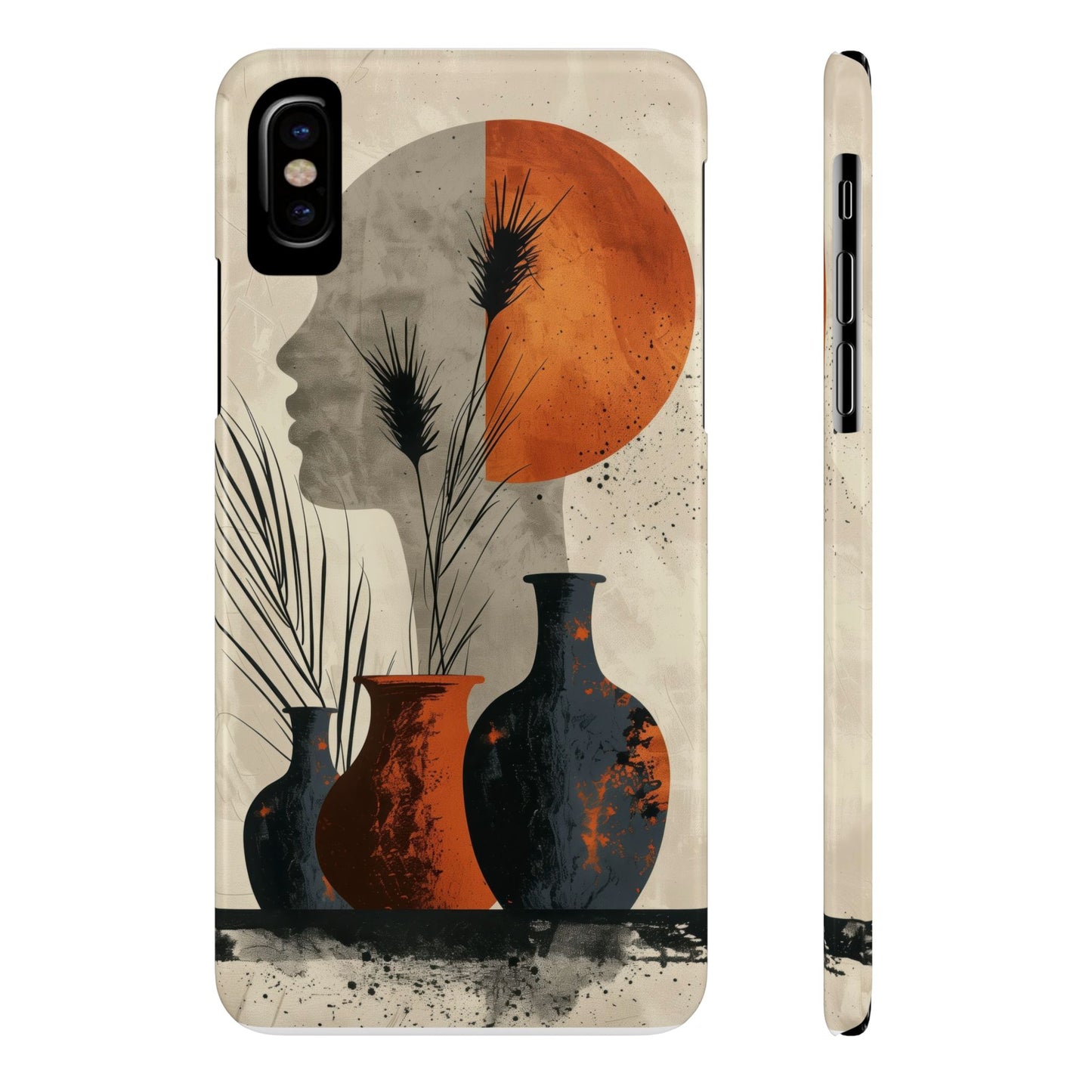 Artistic Slim Phone Case with Vintage Vase Design