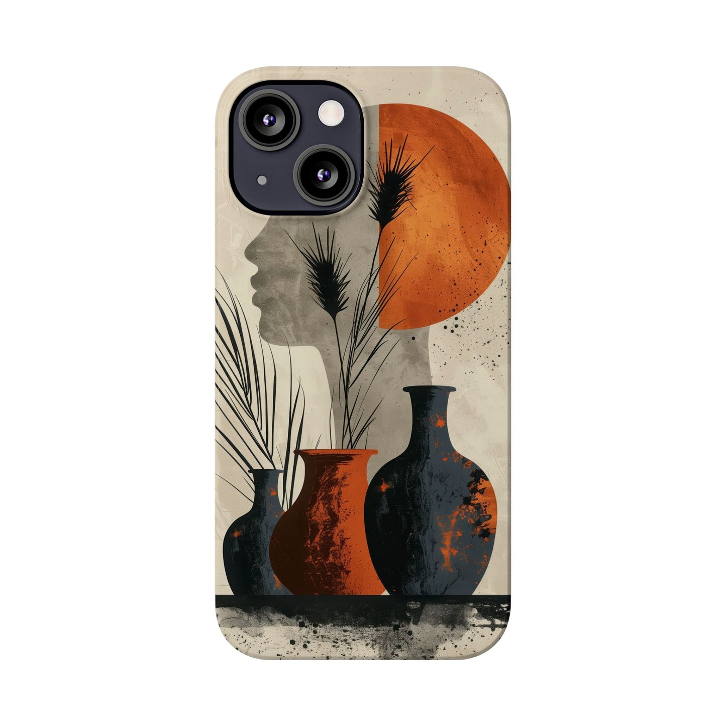 Artistic Slim Phone Case with Vintage Vase Design