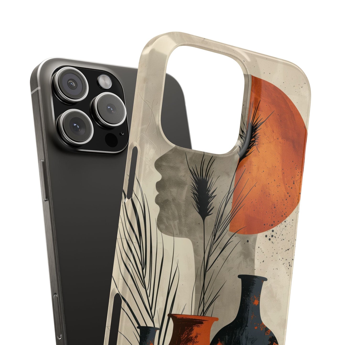 Artistic Slim Phone Case with Vintage Vase Design