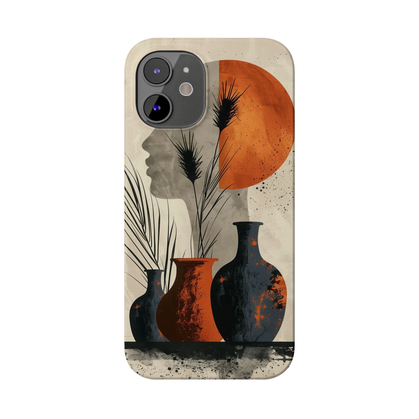 Artistic Slim Phone Case with Vintage Vase Design