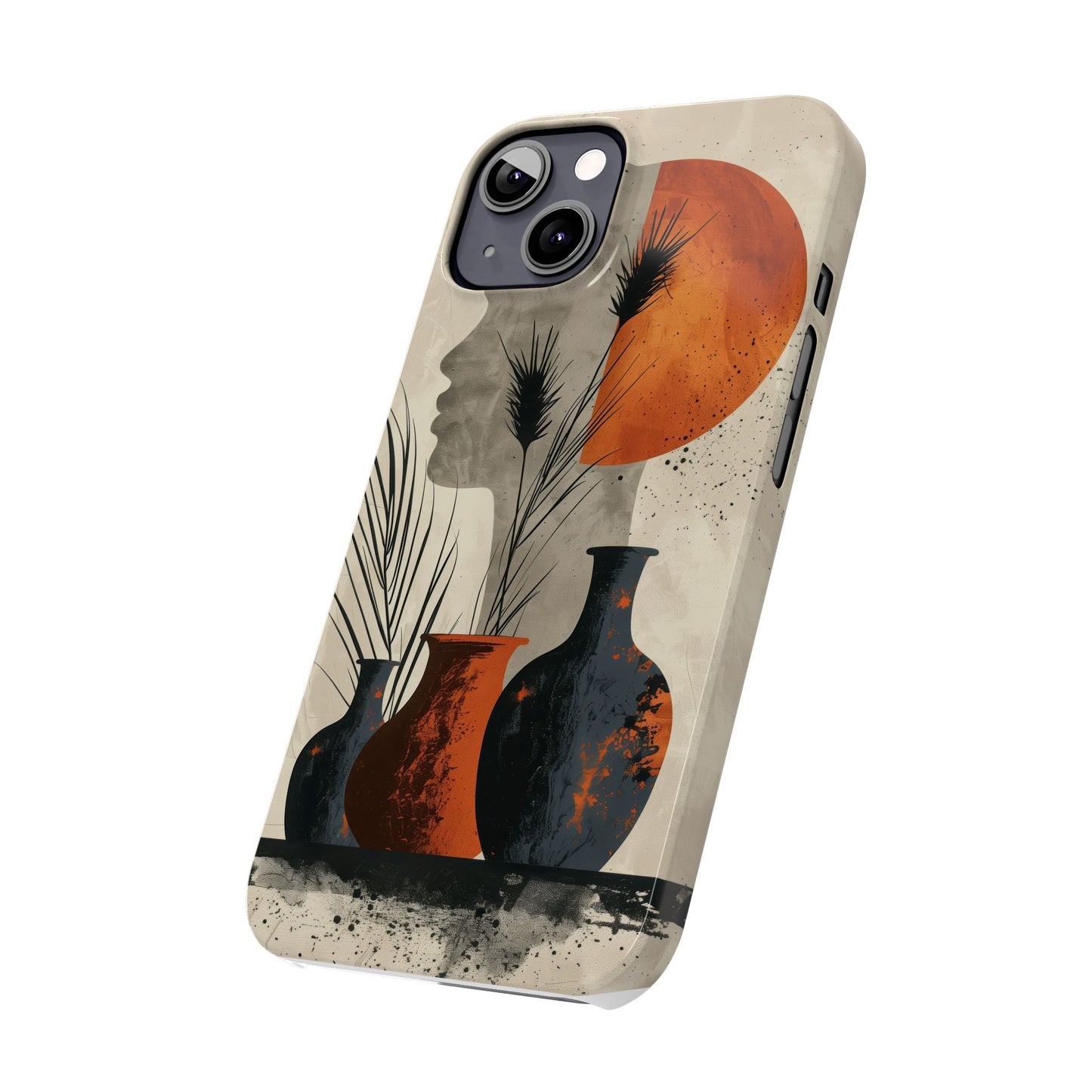 Artistic Slim Phone Case with Vintage Vase Design