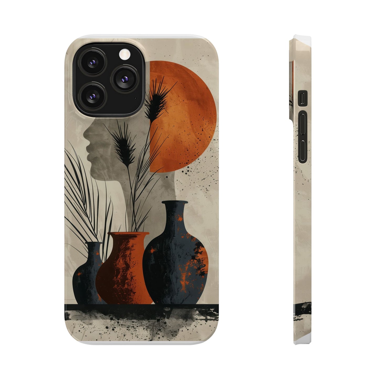 Artistic Slim Phone Case with Vintage Vase Design
