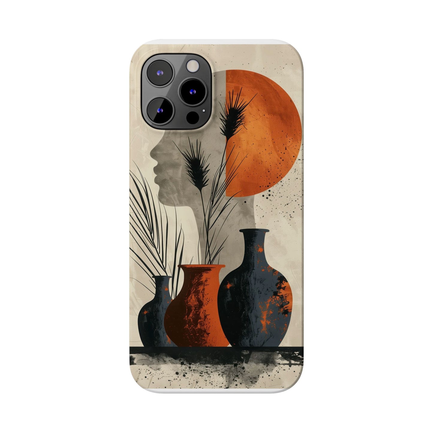Artistic Slim Phone Case with Vintage Vase Design