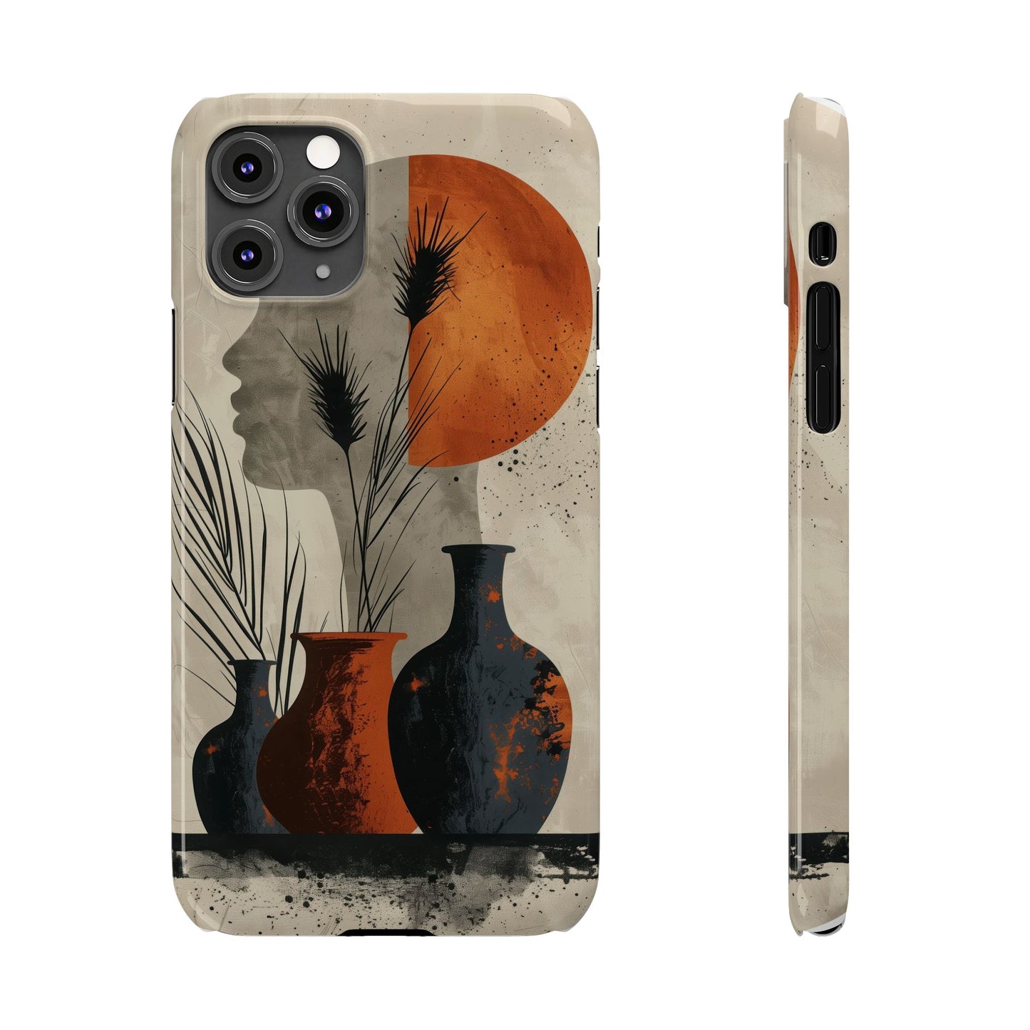 Artistic Slim Phone Case with Vintage Vase Design