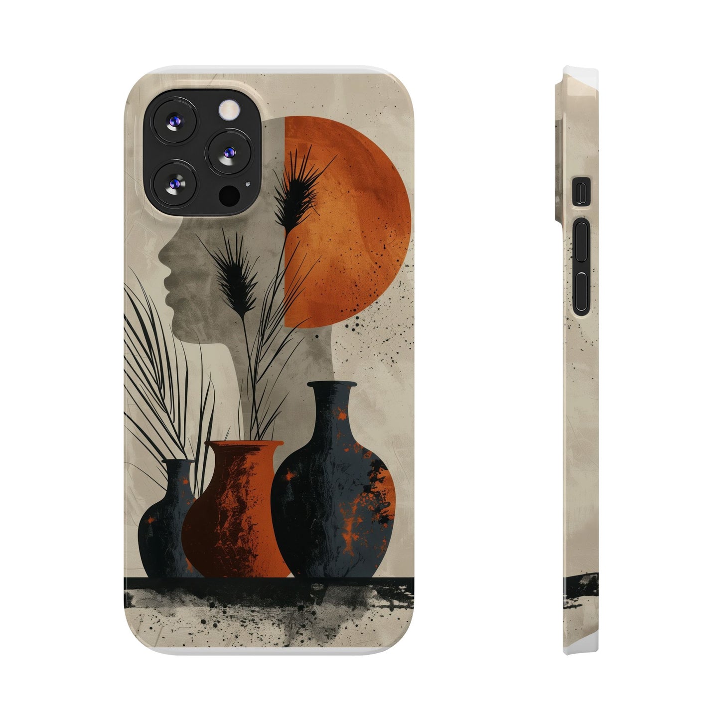 Artistic Slim Phone Case with Vintage Vase Design