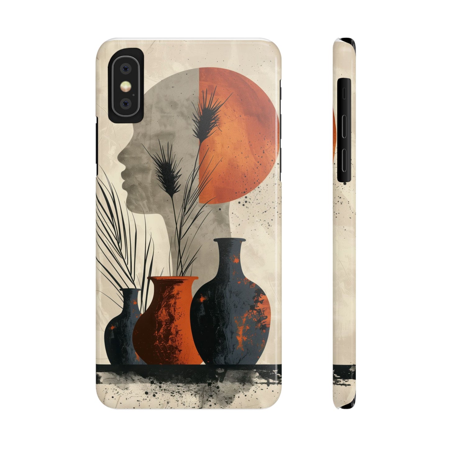 Artistic Slim Phone Case with Vintage Vase Design
