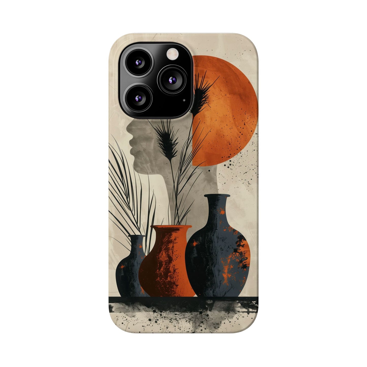 Artistic Slim Phone Case with Vintage Vase Design