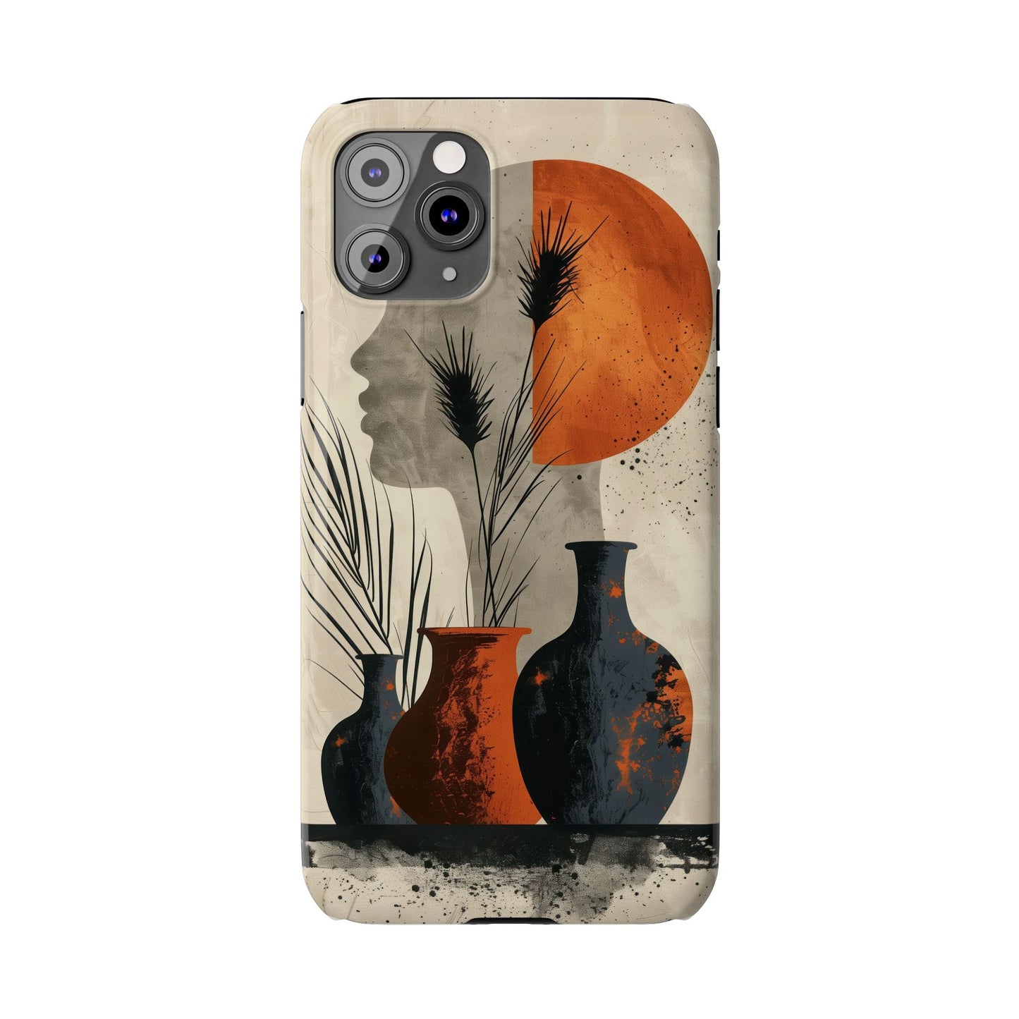 Artistic Slim Phone Case with Vintage Vase Design