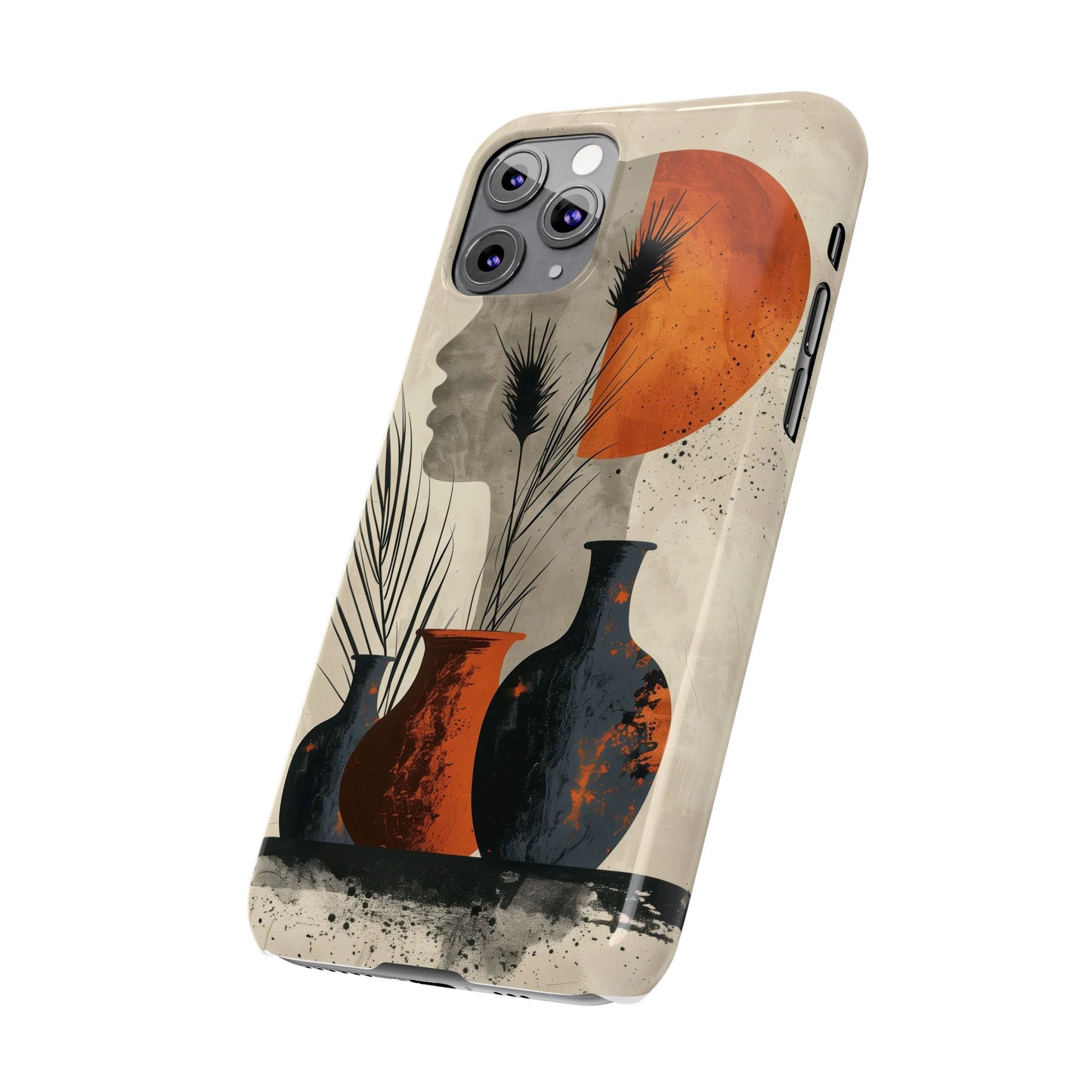 Artistic Slim Phone Case with Vintage Vase Design
