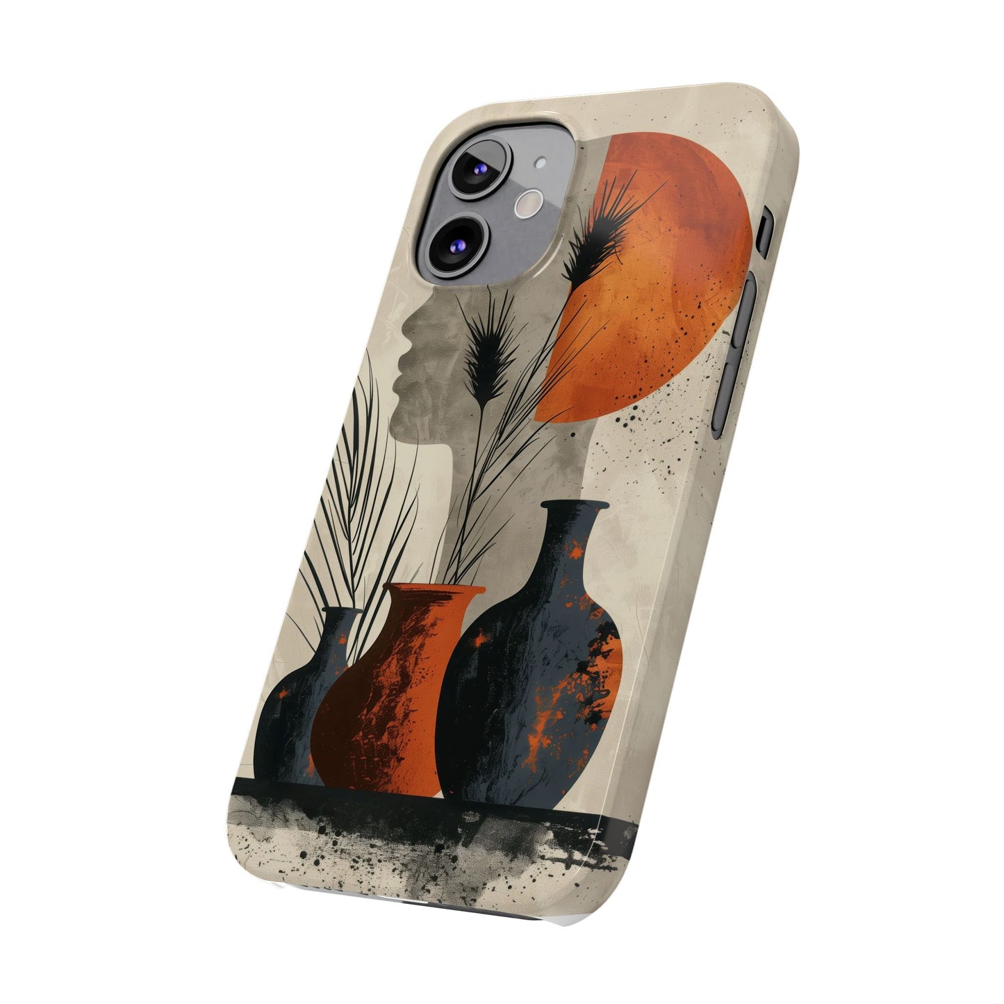 Artistic Slim Phone Case with Vintage Vase Design