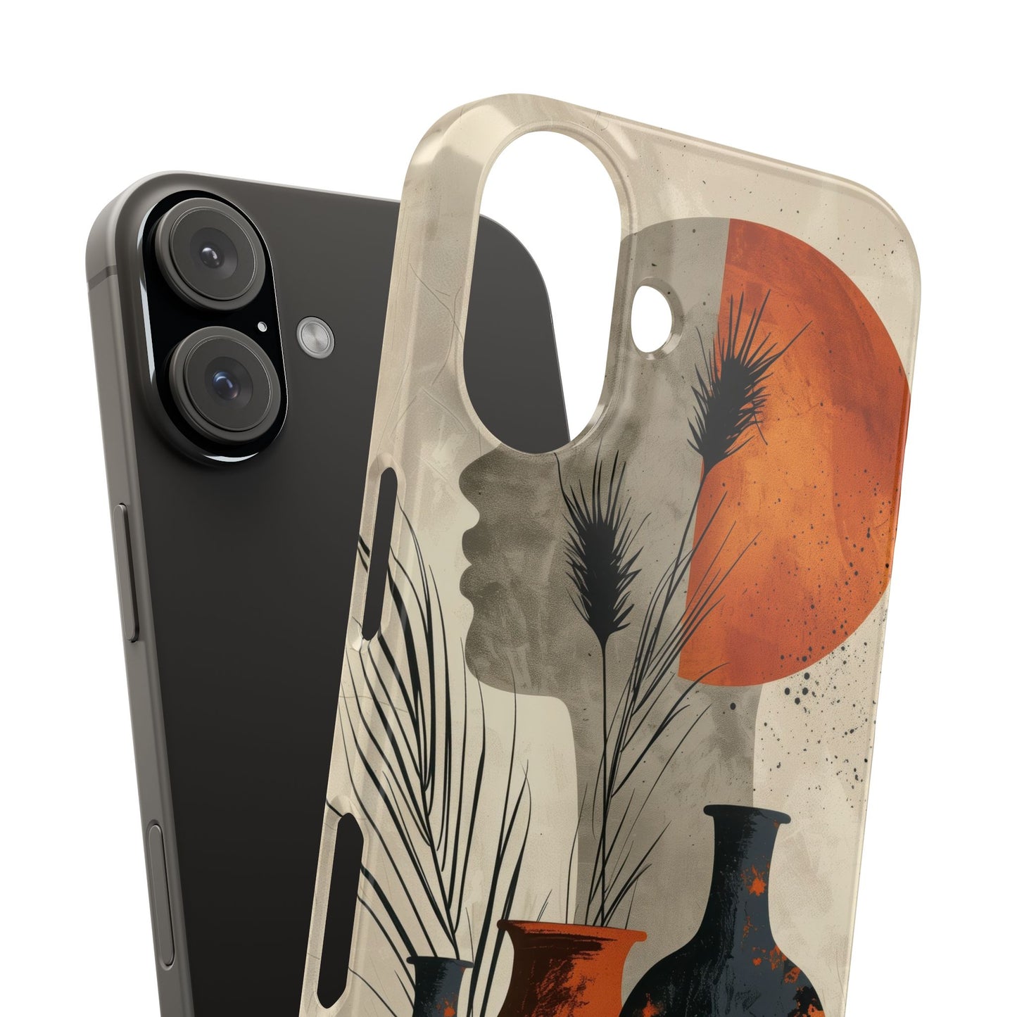 Artistic Slim Phone Case with Vintage Vase Design