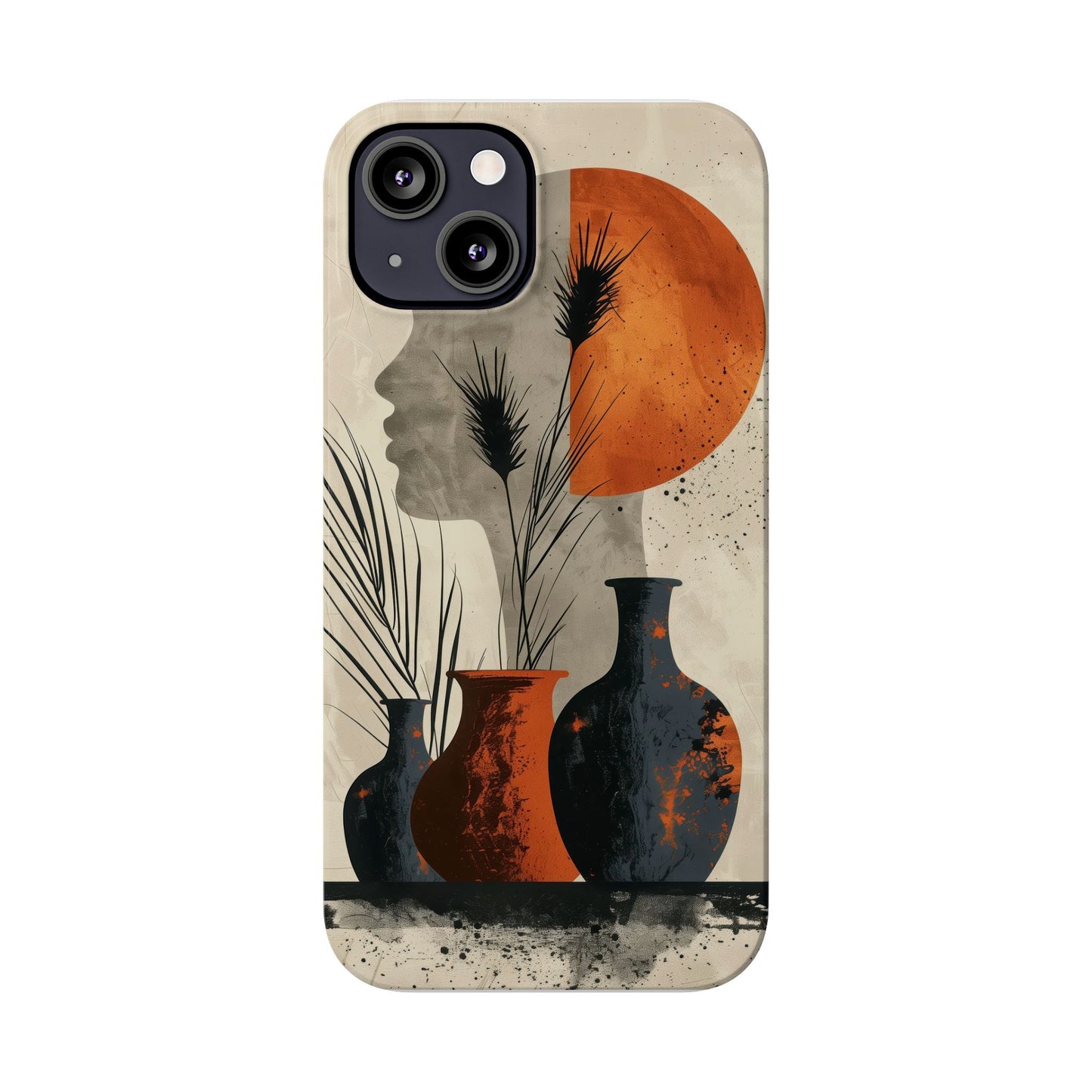 Artistic Slim Phone Case with Vintage Vase Design