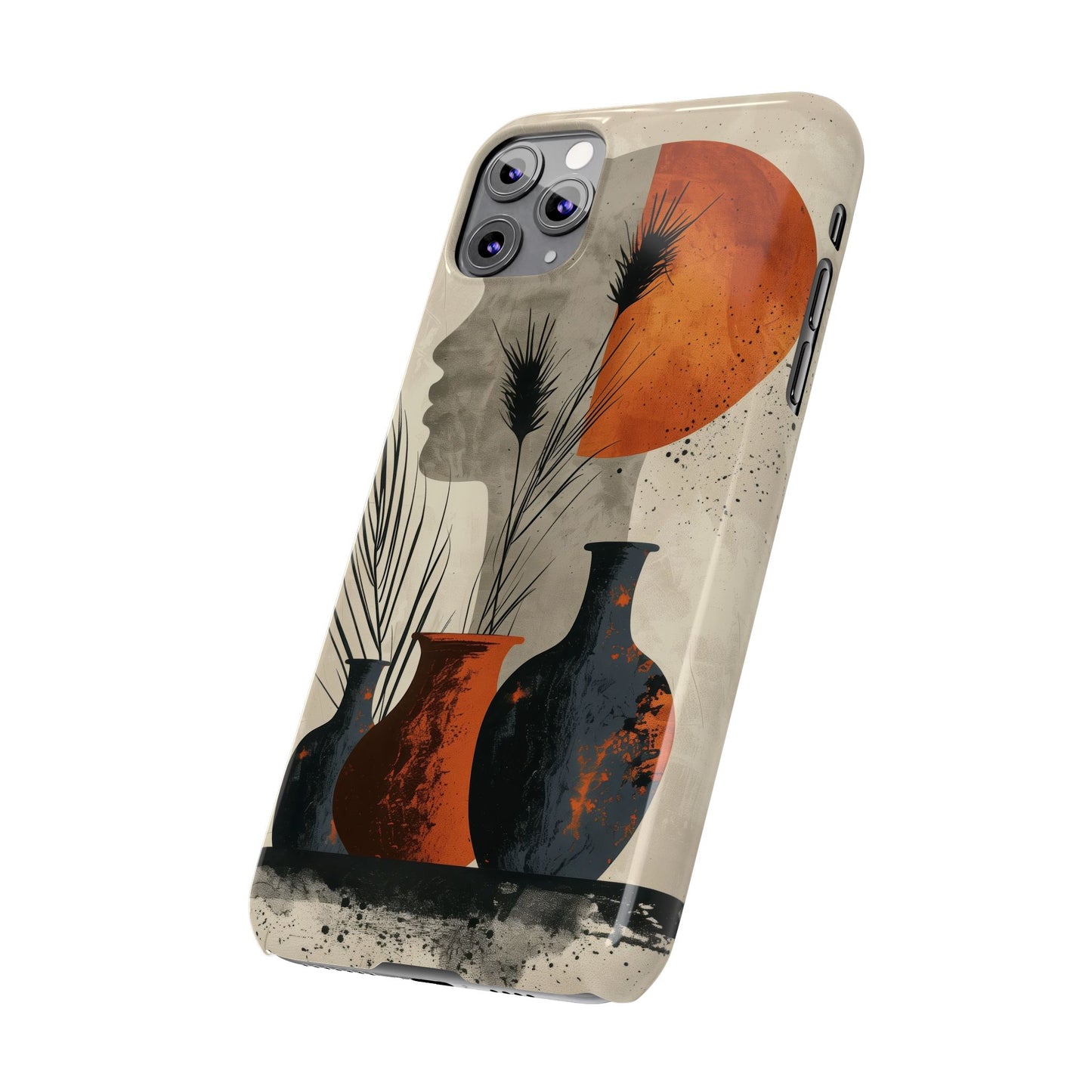 Artistic Slim Phone Case with Vintage Vase Design