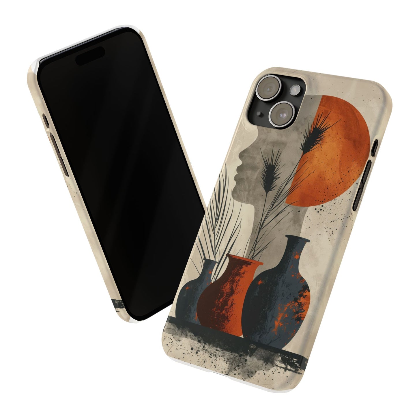 Artistic Slim Phone Case with Vintage Vase Design