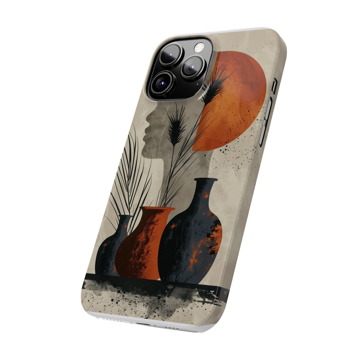 Artistic Slim Phone Case with Vintage Vase Design