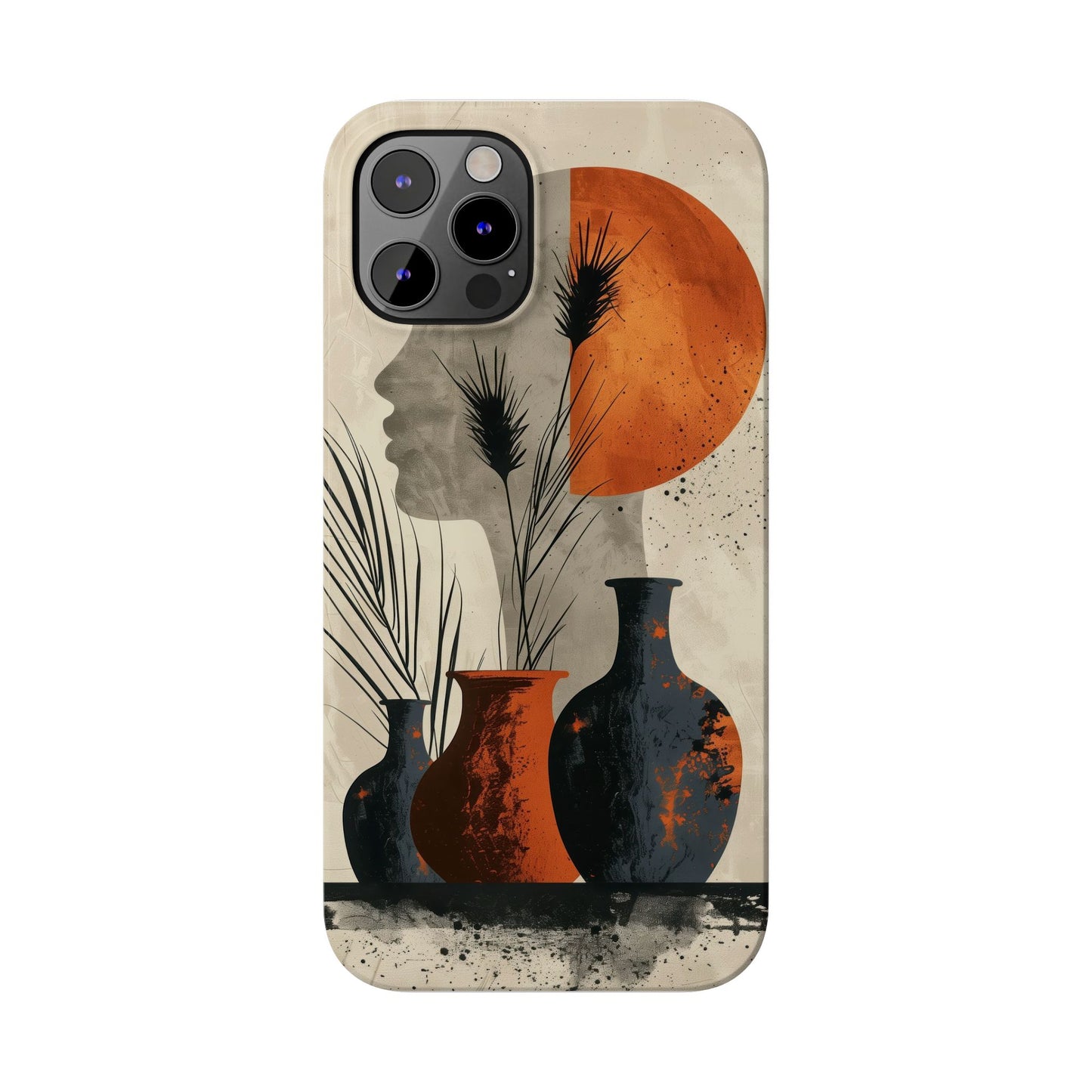 Artistic Slim Phone Case with Vintage Vase Design