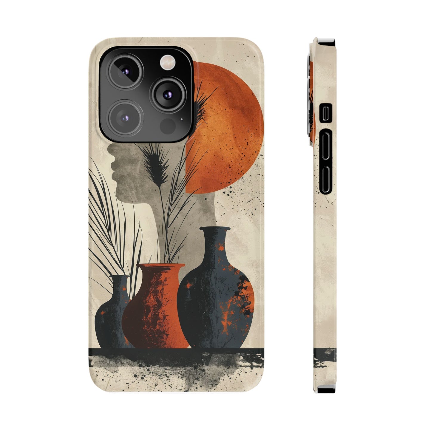 Artistic Slim Phone Case with Vintage Vase Design