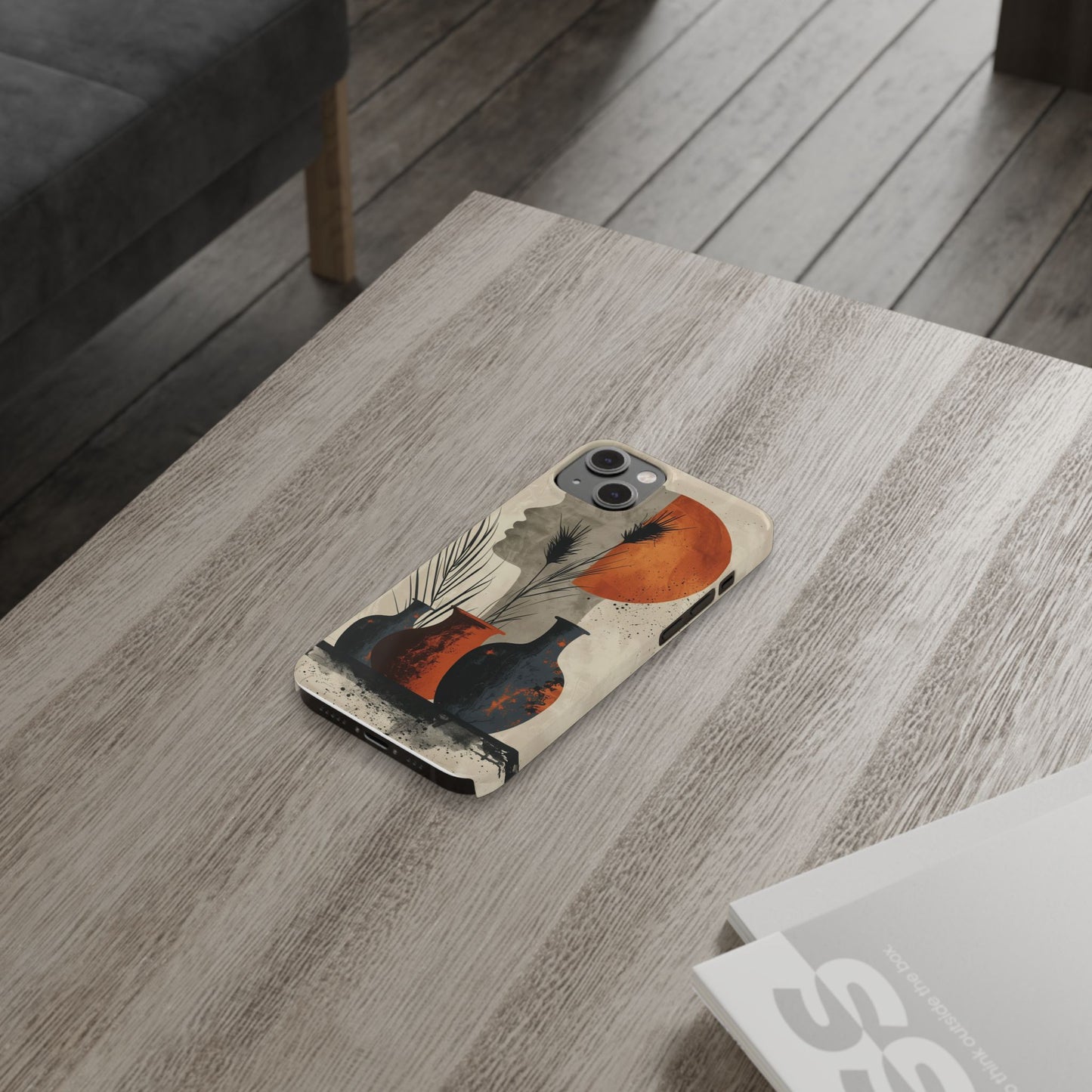 Artistic Slim Phone Case with Vintage Vase Design