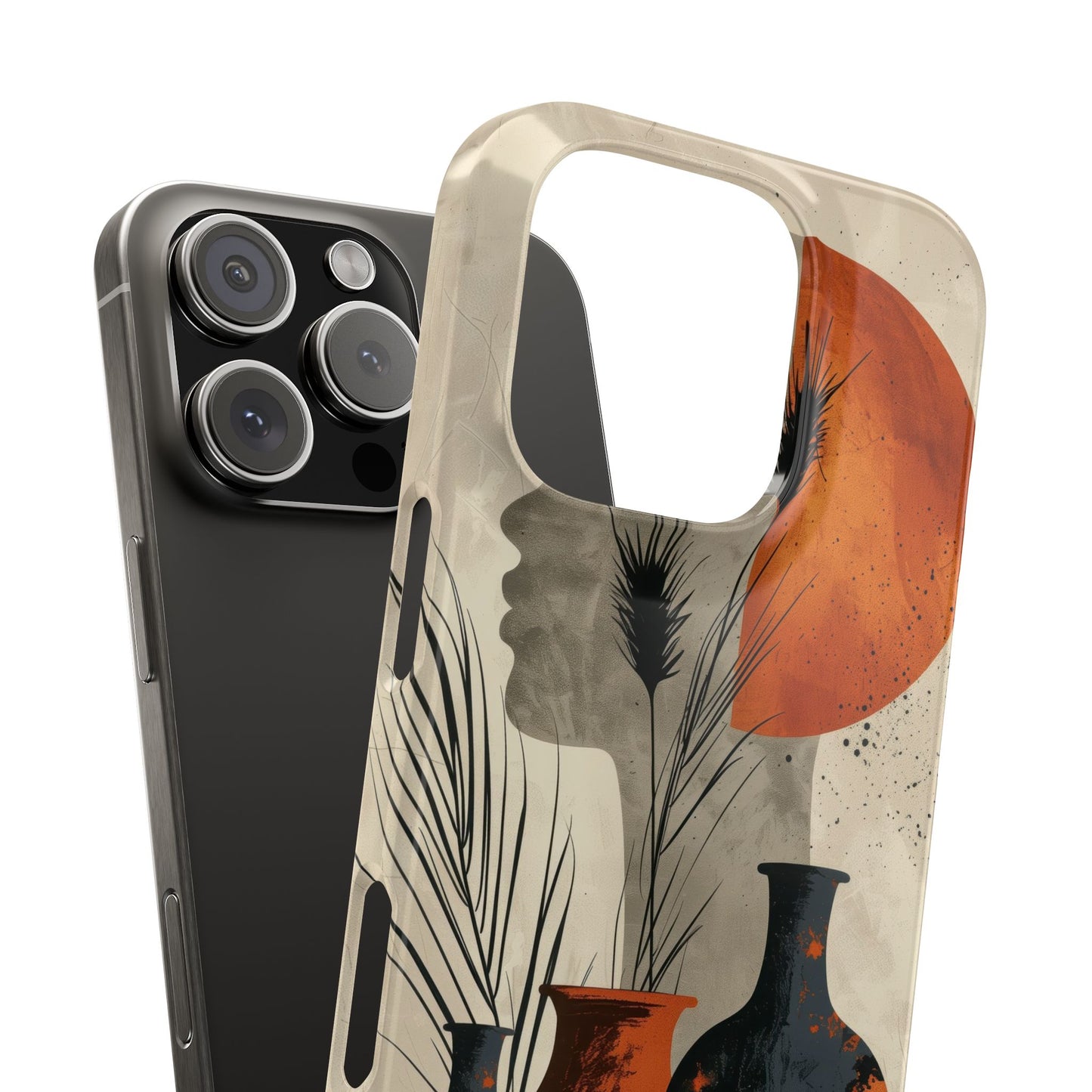 Artistic Slim Phone Case with Vintage Vase Design