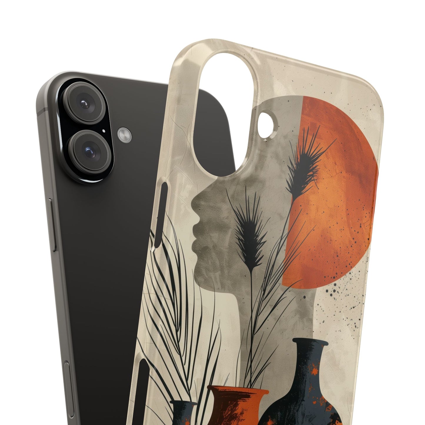 Artistic Slim Phone Case with Vintage Vase Design