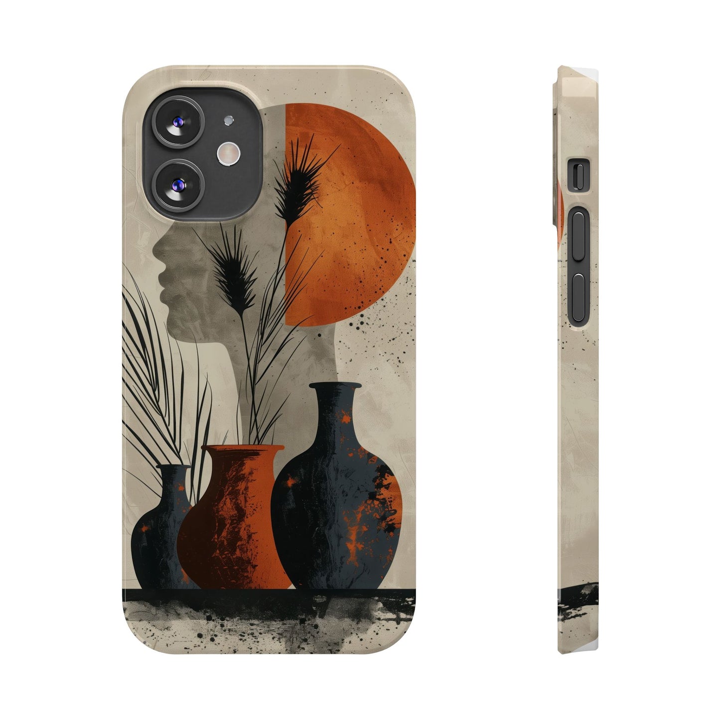Artistic Slim Phone Case with Vintage Vase Design