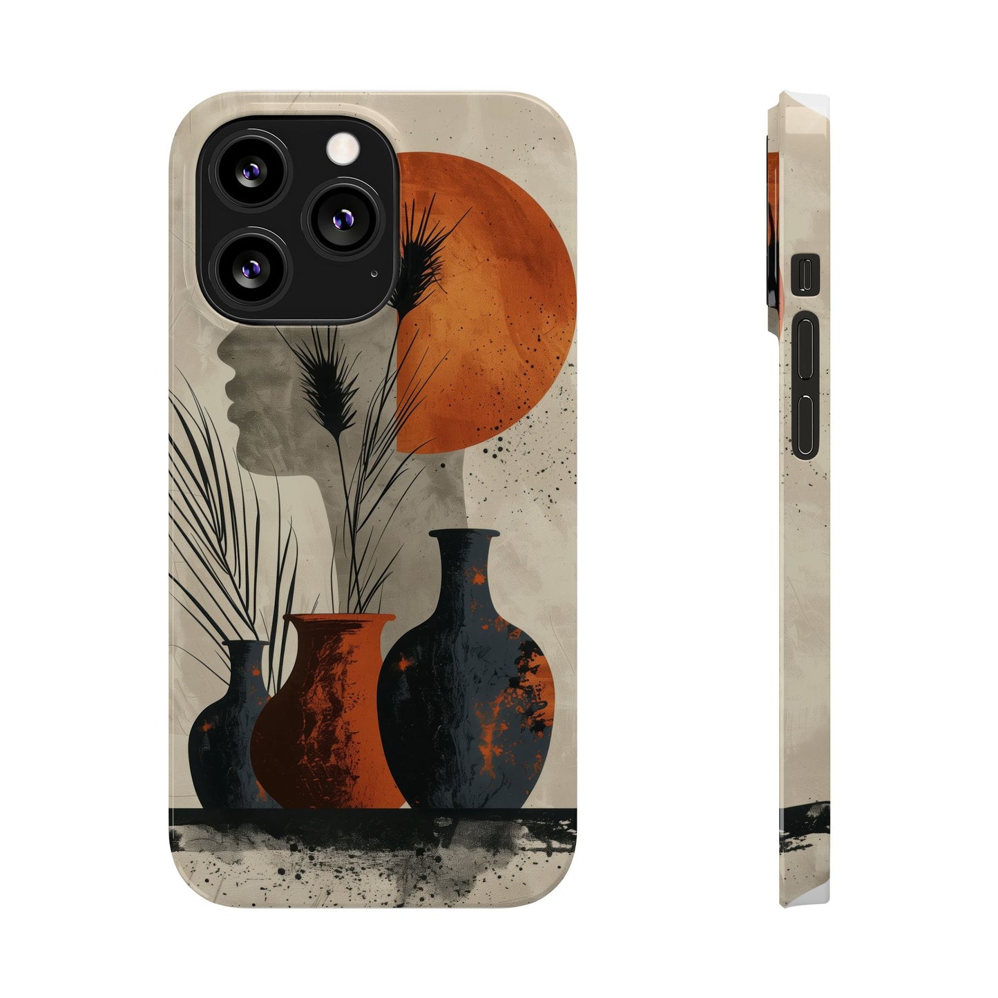 Artistic Slim Phone Case with Vintage Vase Design