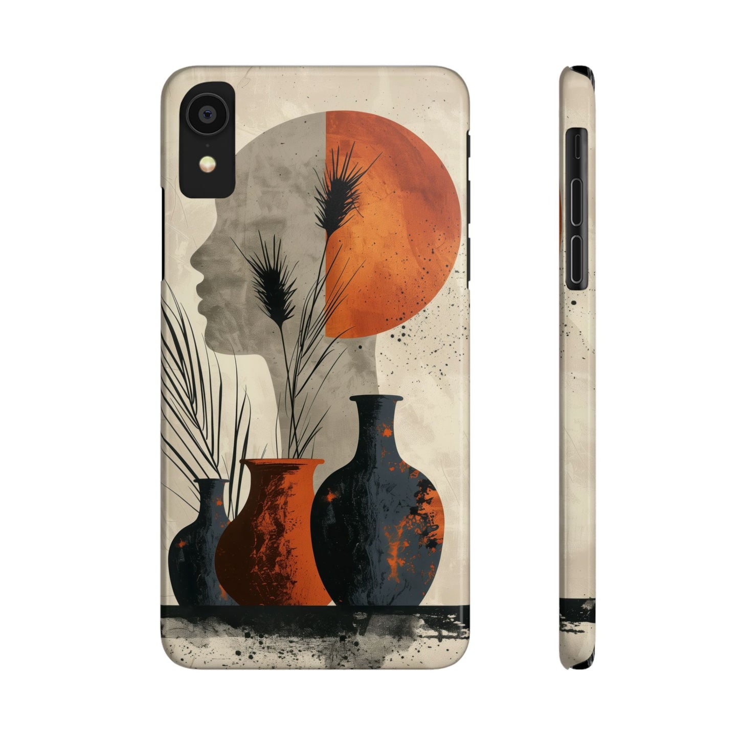 Artistic Slim Phone Case with Vintage Vase Design