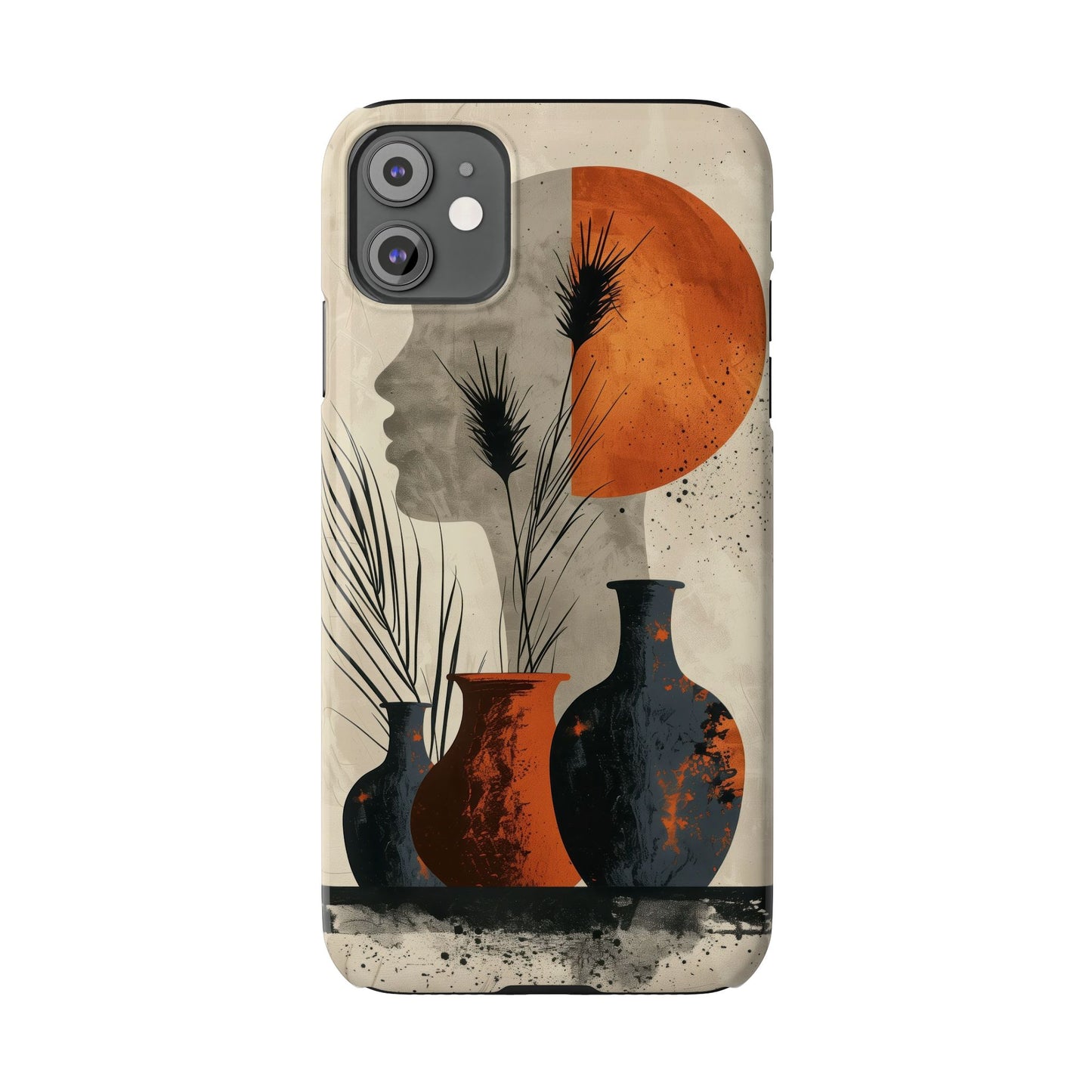 Artistic Slim Phone Case with Vintage Vase Design