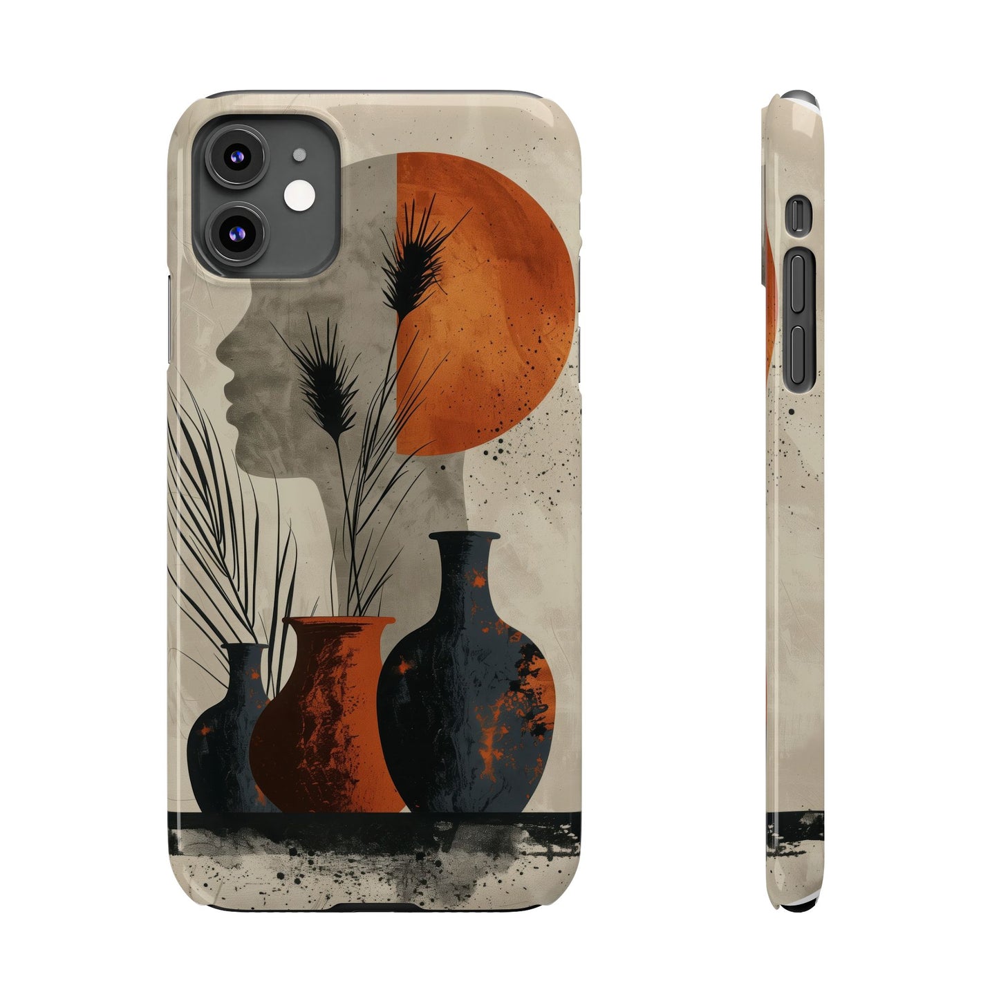 Artistic Slim Phone Case with Vintage Vase Design