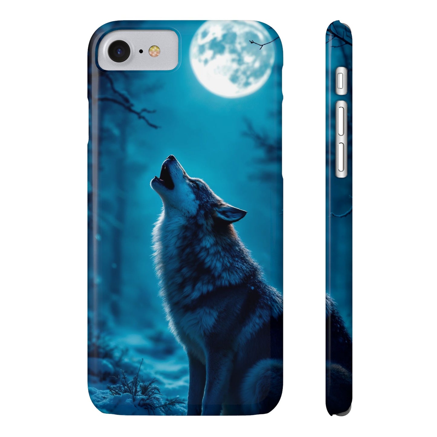 Howling Wolf Slim Phone Case - Mystical Night Design