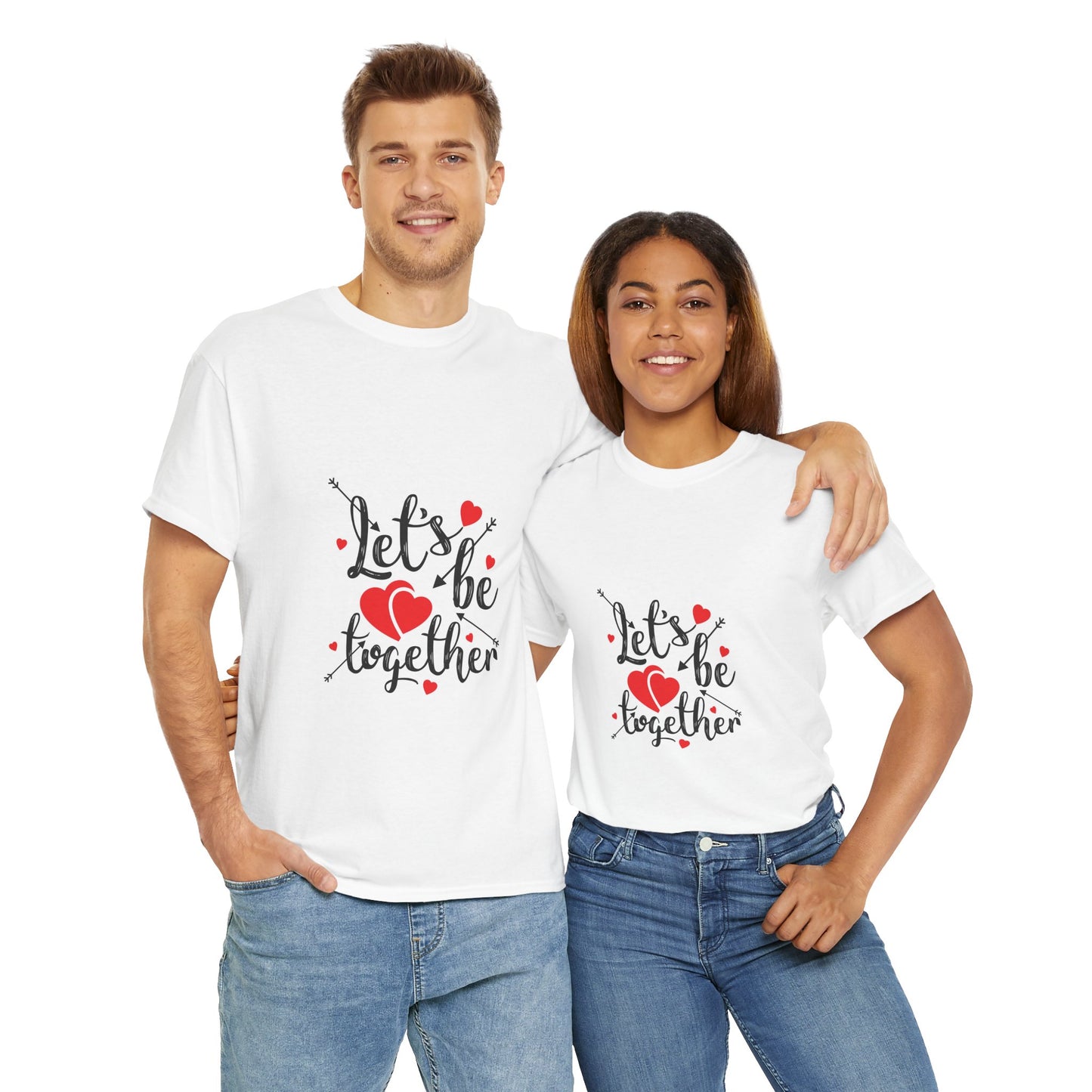 Romantic Unisex Heavy Cotton Tee - 'Let's Be Together' Design