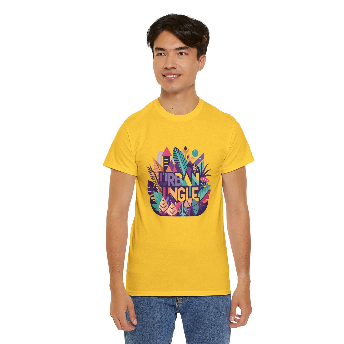 Urban Jungle Unisex Heavy Cotton Tee - Vibrant Tropical Design