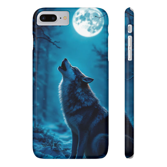 Howling Wolf Slim Phone Case - Mystical Night Design