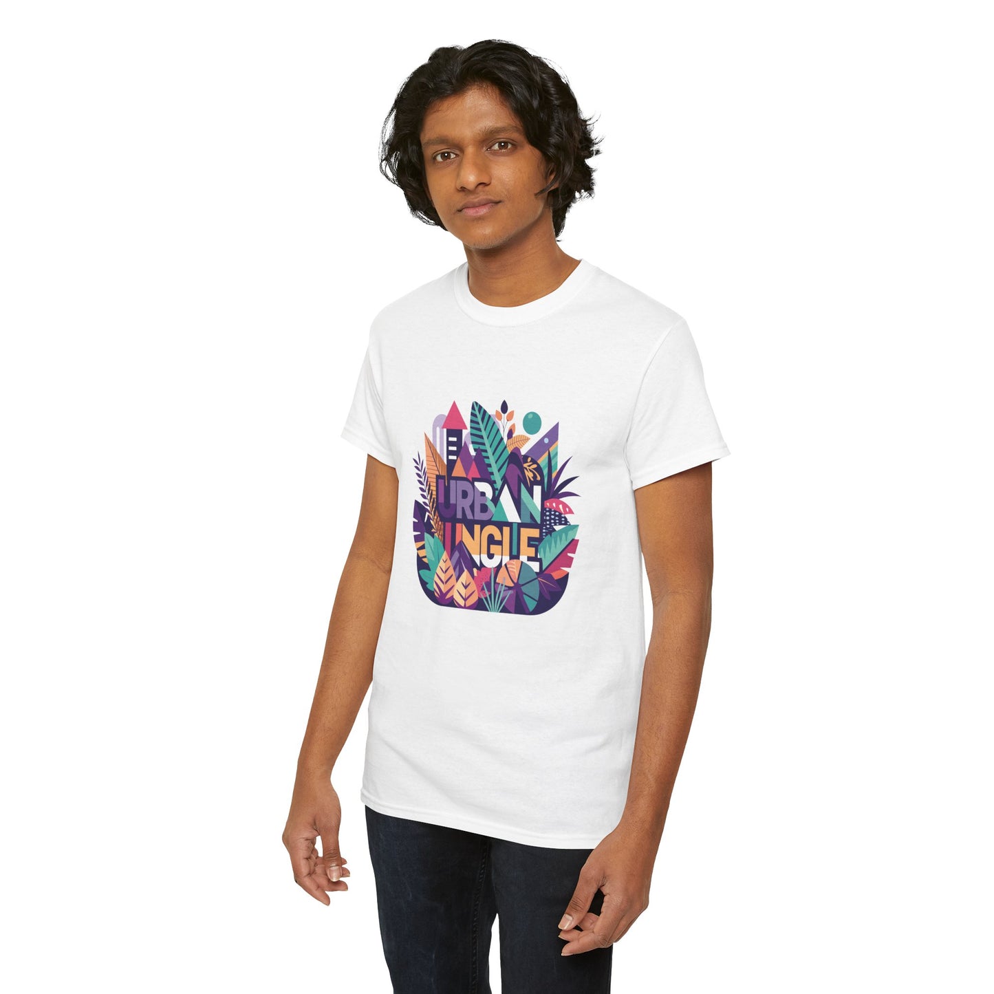 Urban Jungle Unisex Heavy Cotton Tee - Vibrant Tropical Design