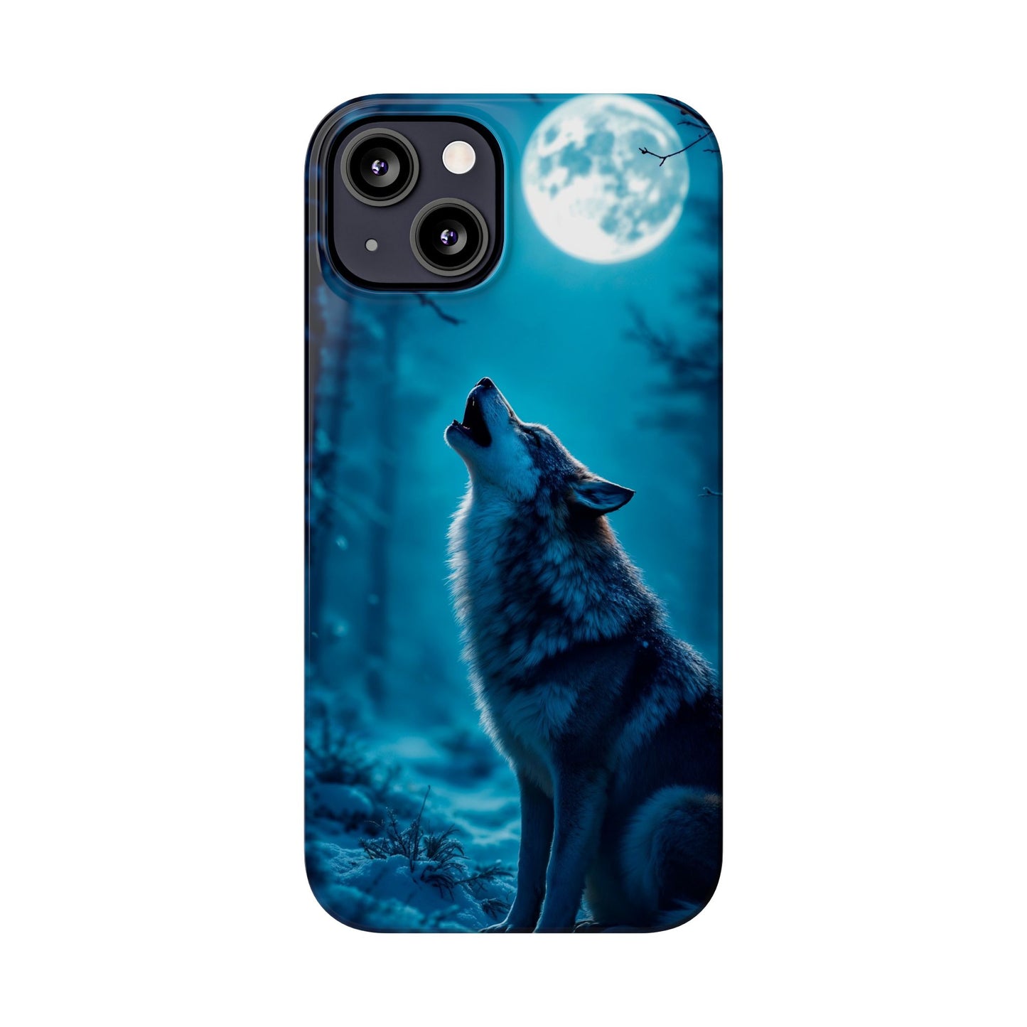 Howling Wolf Slim Phone Case - Mystical Night Design