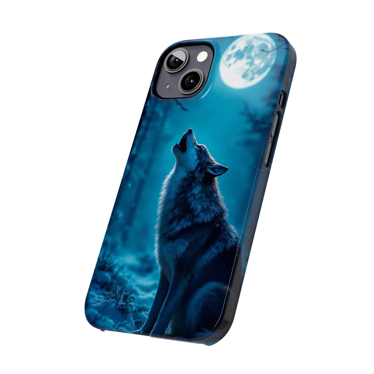 Howling Wolf Slim Phone Case - Mystical Night Design