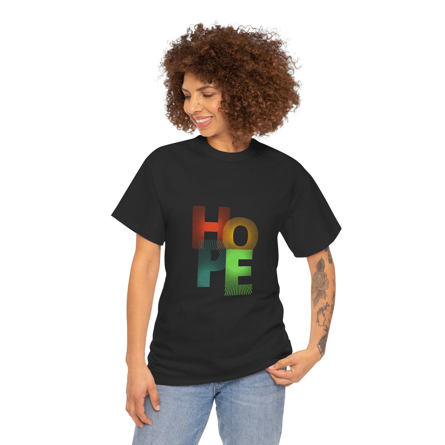 Unisex Heavy Cotton Tee - Vibrant 'HOPE' Graphic Tee for Inspiration and Positivity