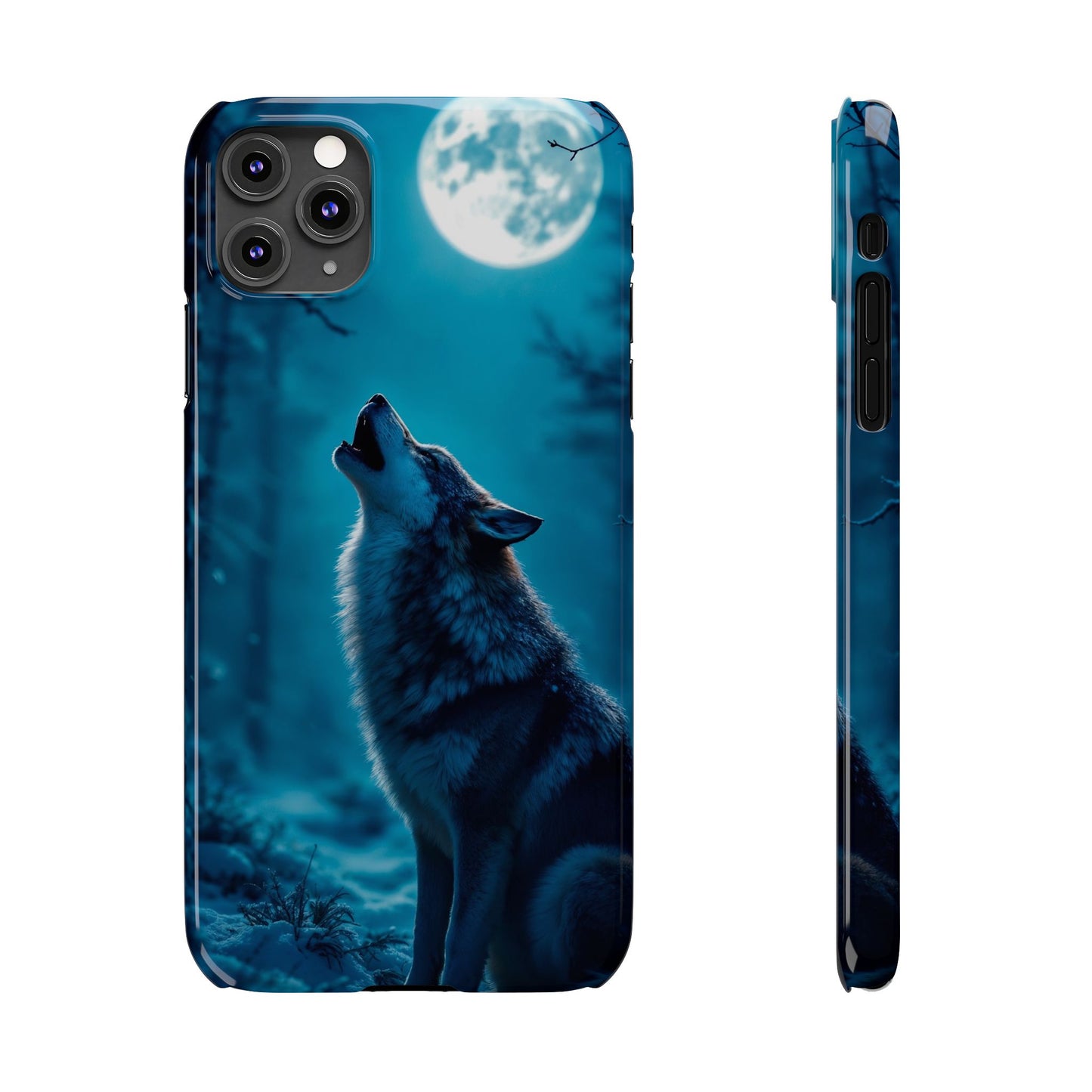 Howling Wolf Slim Phone Case - Mystical Night Design