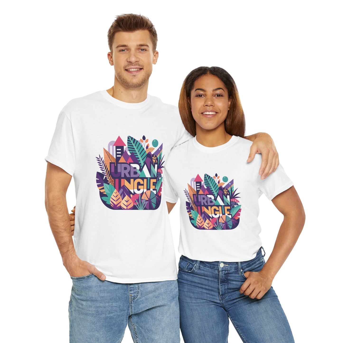 Urban Jungle Unisex Heavy Cotton Tee - Vibrant Tropical Design